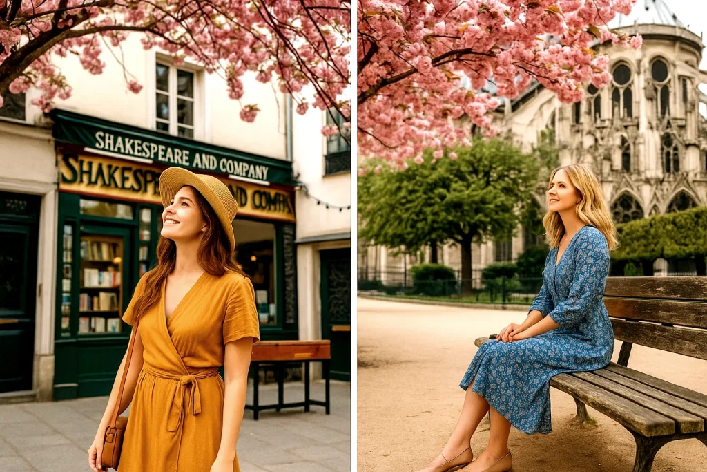 Belles balades de femmes jolies à Paris