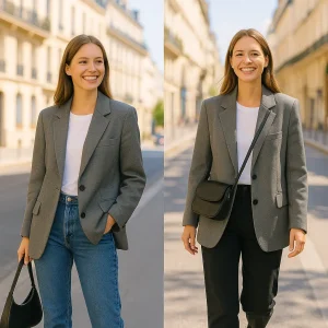 Très beau blazer gris pour femme, tendance hiver autome 2025/2026