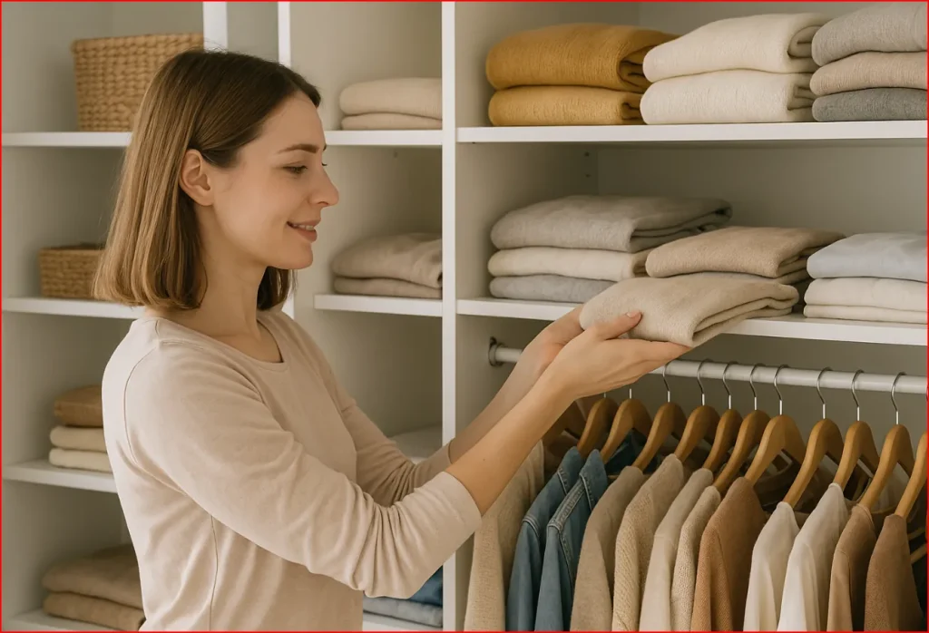 Elle a enfin trouvé le temps de ranger son placard à vêtements