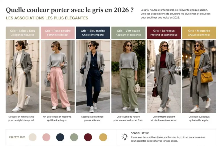 Quelle couleur porter avec le gris en 2026 ? Les associations les plus élégantes