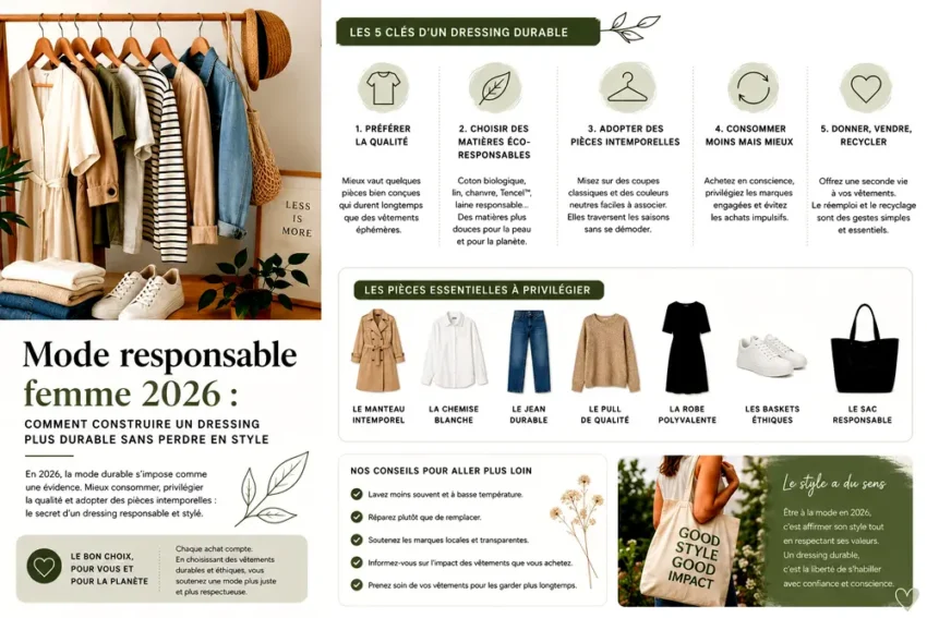 Conseils pour créer un dressing femme durable avec des vêtements intemporels et responsables