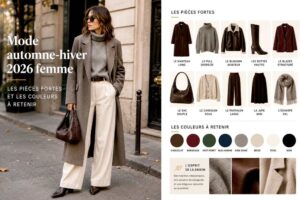 Mode automne-hiver 2026 femme : les pièces fortes et les couleurs à retenir 2 Tendances mode automne-hiver 2026 femme avec pièces fortes, matières et couleurs de saison